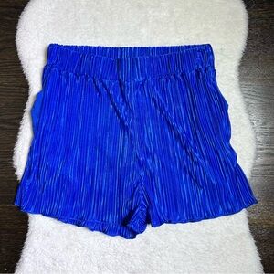 Shein Electric Blue Pleated Flowy Shorts Extra Large
